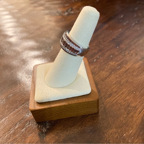 Garnet and White Topaz Sterling Silver Gemstone Ring Band Size 6 - Picture 5 of 6